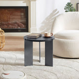 Round Coffee Table Black Oak Wood Surface and Black Metel Feet W820P272124