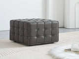 17.32''W Genuine Leather Tufted Ottoman,Footstool for Living Room & Bedroom,Grey Color W579P354656