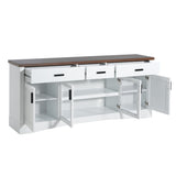 Modern White TV Console, 67" Width TV Stand, Glass Doors & Storage Drawers, Adjustable Shelves N779P296233W
