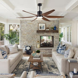 66" Vintage Ceiling Fan Lighting with Brown Blades in Integrated LED W1367121888