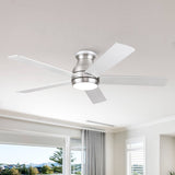 52" Low Profile Ceiling Fan in Brushed Nickel with Silver Blades W1367P185769