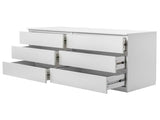 Handleless 6-Drawer Chest of Drawers Particleboard with Textured Melamine Finish Drawer Cabinet 46201347