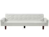 White Convertible Double Folding Room Sofa Bed, PU Leather, Tufted Buttons, Suitable for 15429988