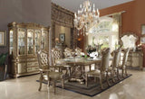 Bone and Gold Patina Arm Chair with Tufted Back B062P209282