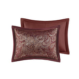 5 Piece Jacquard Bedspread Set with Throw Pillows Burgundy King B03597643