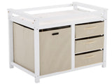Wooden Frame Removable Top White Painted Pine Children's Cot with 3 Fabric Drawers 1 Fabric Bag 83557884
