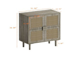 4-Doors Rattan Mesh Storage Cabinet, Sideboard with Eight Storage Spaces, for Entryway, Living Room, W757P198557