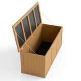 112 Gallon Outdoor Wooden Deck Box Solid Wood Storage Box Seat & Table Top for Patio Furniture W2640P327224