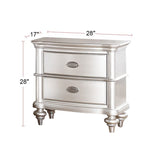 ZNTS Classic Bedroom Elegant Nightstand Beige / White Finish or Antique Silver 2-Drawers Bed Side Table B01148019