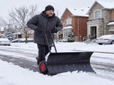 36" x 18" H-Shaped Handle Manual Snow Pusher Black Snow Blade, Black Shaft, Red Wheel Hubs, Iron 20601312
