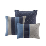 7 Piece Microsuede Comforter Set Navy Cal King B03596802