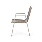 Outdoor Modern Aluminum Dining Chair with Rope Seat , Silver and Taupe 64679.00SIL
