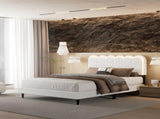 Lambswool Petal Headboard Bed Frame Cream Style Bedroom Soft Bed with Atmosphere Light, Queen N769P272030W