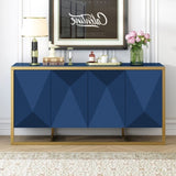 U_STYLE Mahogany Veneer Modern Sideboard with Unique Metal Legs,Suitable for Study,Entryway, N711P230808V