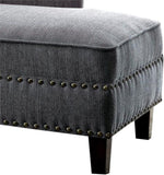 Modern Contemporary 1pc Chaise Gray Linen Like Fabric Nailhead Trim Living Room Bench Pillow B2741P305690