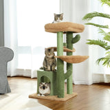 ZNTS Cactus Cat Tree Cat Tower with Sisal Covered Scratching Post, Cozy Condo, Plush Perches and Fluffy 93247813