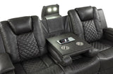 LED & Power Reclining Loveseat Made With Faux Leather in Black 659436023932