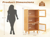 Natural Bamboo 3-Cube Storage Cabinet, Acrylic See-Through Doors & Open Compartment 74346407