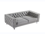 Gray, Two-seater Sofa, Velvet Crystal Buckle Upholstery Sofa, Crystal Feet, Removable Cushion, Two 91398134