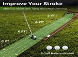 10ft Golf Putting Mat - Automatic Ball Return, 3 Hole Sizes , BrownGreen 52404563