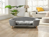 Elevated Dog Bed Frame for Small Dog, Corduroy Pet Couch Bed with Rubber Wood Legs and Supportive N779P179967G