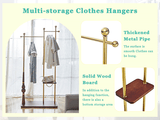 70" Tall Industrial Coat Rack for Entryway, Solid Wood & Stainless Steel Clothing Rack, Double Layer W2920P276824