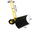 Manual Snow Pusher Cart 36x18in with H-Handle, Black Iron Blade, Yellow Wheels, Snow Plow Cart 50835495