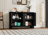 TREXM Sideboard Buffet Cabinet with Storage, Wood Sideboard with Adjustable Shelves and Gold Handles N715P232696B