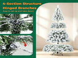 7.5 FT Snow Flocked Artificial Christmas Tree with 1010 Branch Tips, Hinged PVC Xmas Tree Foldable 21440792