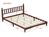 Queen Size Wood Platform Bed with Gourd Shaped Headboard,Retro Style Platform Bed with Wooden Slat N733P206242D
