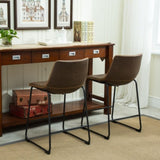 Lotusville Vintage PU Leather Counter Height Stools, Set of 2, Antique Brown T2574P164858