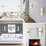 Golden Elegant Resin Wall Sconce,Set of 2,Modern Vertical Light Fixture for Bathrooms, Hallways, W1340P189553