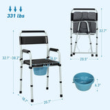 ZNTS Black multi-functional portable toilet chair with adjustable height 48179906