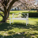 Outdoor Garden Patio Bench,Iron Metal Steel Frame Park Bench with Backrest and Armrest, Slatted Seat W1117P155244