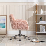 HengMing Modern Faux fur home office chair, fluffy chair for girls, makeup vanity Chair W21222750