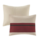 7 PC Pieced Faux Suede Comforter Set Red Cal King B03596841
