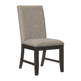 Rustic Brown Finish Set of 2 Chair Oak Veneer Fabric Upholstered Back and Seat B01143654