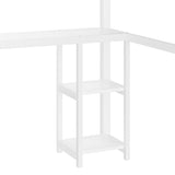 Queen Size Loft Bed Frame with Built-in Wardrobe, Metal Loft Bed with Desk and Storage Shelves, 31510128