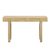 Narrow Console Table with Rattan Accent, Natural Wood Finish Entryway Table with Storage Drawers, 63493797