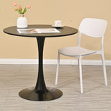 ZNTS 31.5" Round Dining Table, Mid-Century Black Tulip Table, Metal Base Pedestal Table for 2-4 70736045