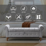 62" Bedroom Tufted Button Storage Bench, Modern Fabric Upholstered Ottoman, Window Bench, Rolled Arm W1853141520