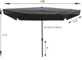 10 x 6.5ft Patio Umbrella Outdoor Waterproof Umbrella with Crank and Push Button Tilt for Garden W65627952