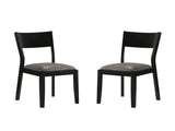 Set of 2 Padded Leatherette Dining Chairs in Black and Gray Finish B016P156572