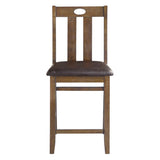 Brown Finish 5pc Counter Height Set Dining Table and 4 Chairs Upholstered Seat Wooden Kitchen Dining B011P170894