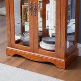 ZNTS Lighted Glass Curio Display Cabinet,Display Cabinet,Glass Storage Cabinet Glass Wine cabinet Wood W2275P178797