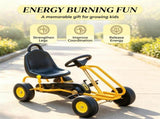 Yellow 4-Wheel Kids Pedal Go Kart Adjustable Seat, Hand Brake Safety System, for 3-6 Years Old 54358888