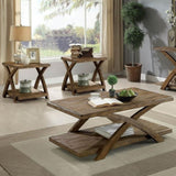 ZNTS Transitional 3pc Table set Occasional Tables Living Room 1x Coffee Table And 2x End Tables Plank B011P200232