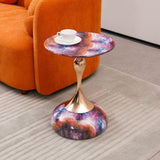 Mermaid Tail End Coffee Table Round Side Table, Modern Metal Pedestal Table, Minimalist Accent Table W2664P232836