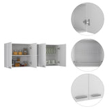 Portofino 150 Wall Cabinet, Double Door, Two External Shelves, Two Interior Shelves -White B20091979