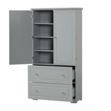 ZNTS Wide Bathroom Storage Cabinet, Freestanding Storage Cabinet with Two Drawers and Adjustable Shelf, 93848651